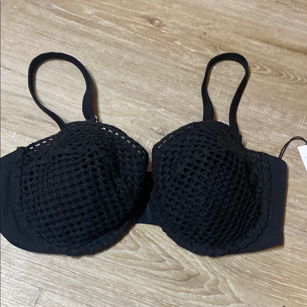 Shade & Shore Black Crochet Bikini Top